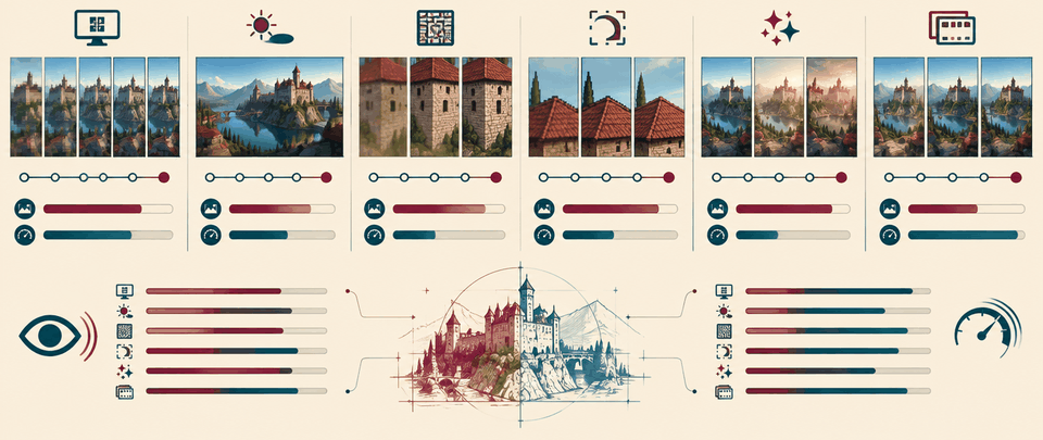 Altı grafik ayarının görüntü ve performans etkisini yan yana gösteren grafik
